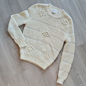 Vintage Open Weave Popcorn Knit Hygge Cozy Cottagecore Sweater, Med